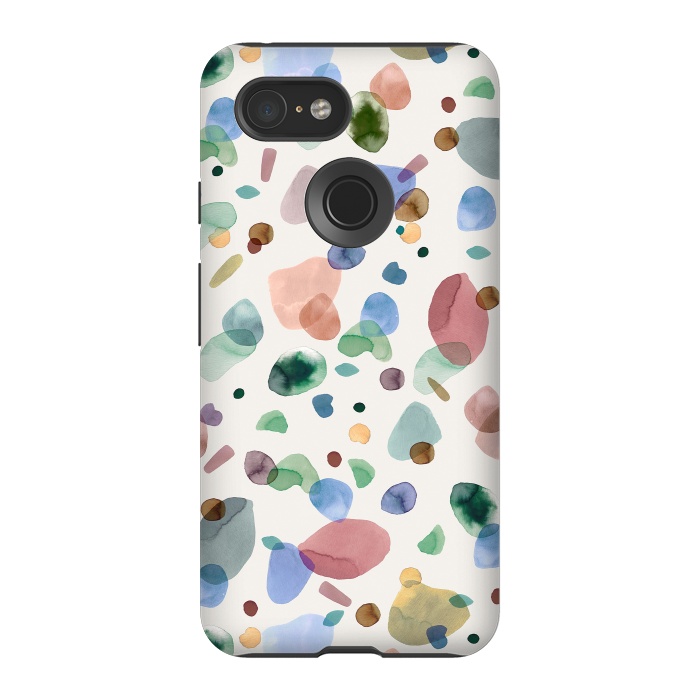 Pixel 3 StrongFit Pebbles Terrazo Rounded Memphis Multicolored by Ninola Design