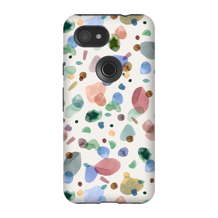 Pixel 3A StrongFit Pebbles Terrazo Rounded Memphis Multicolored by Ninola Design