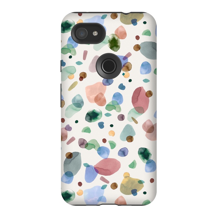 Pixel 3AXL StrongFit Pebbles Terrazo Rounded Memphis Multicolored by Ninola Design