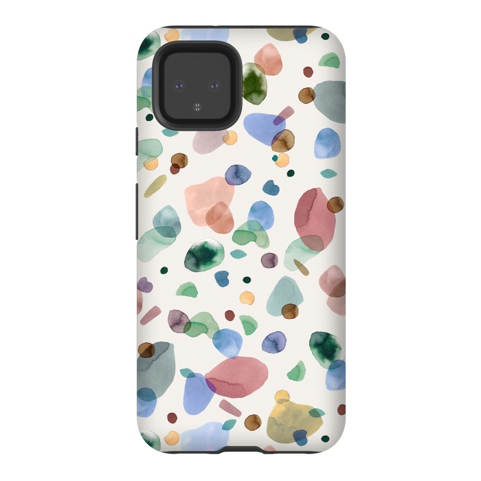 Pixel 4 StrongFit Pebbles Terrazo Rounded Memphis Multicolored by Ninola Design