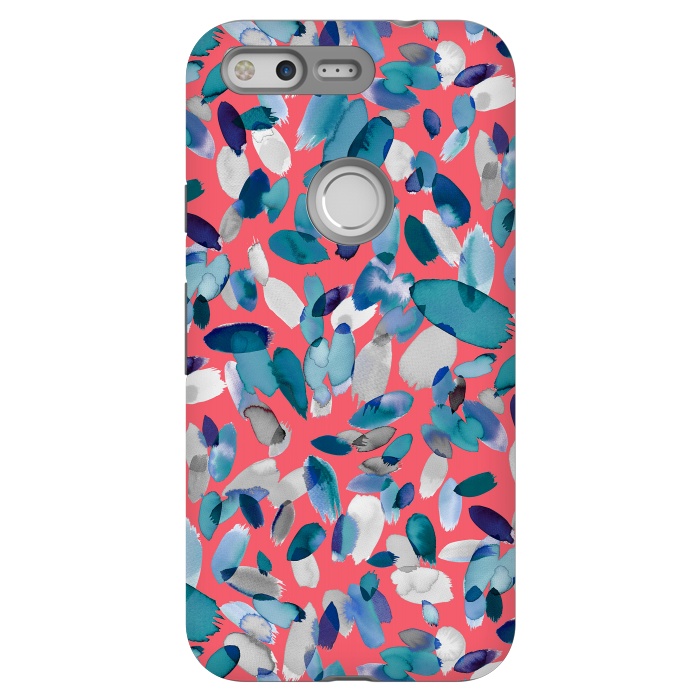 Pixel StrongFit Abstract Petal Stains Colorful Red Blue by Ninola Design