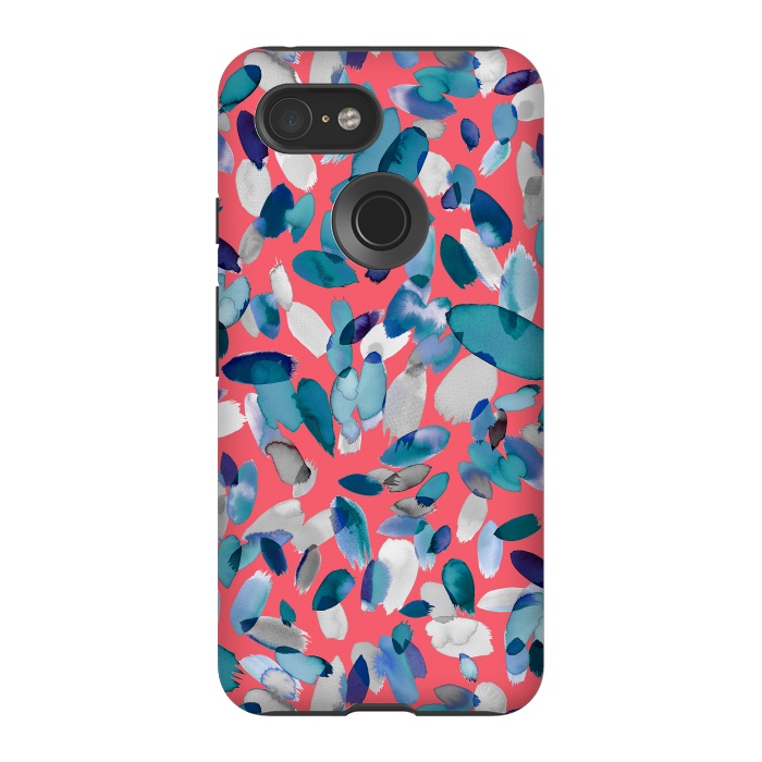 Pixel 3 StrongFit Abstract Petal Stains Colorful Red Blue by Ninola Design
