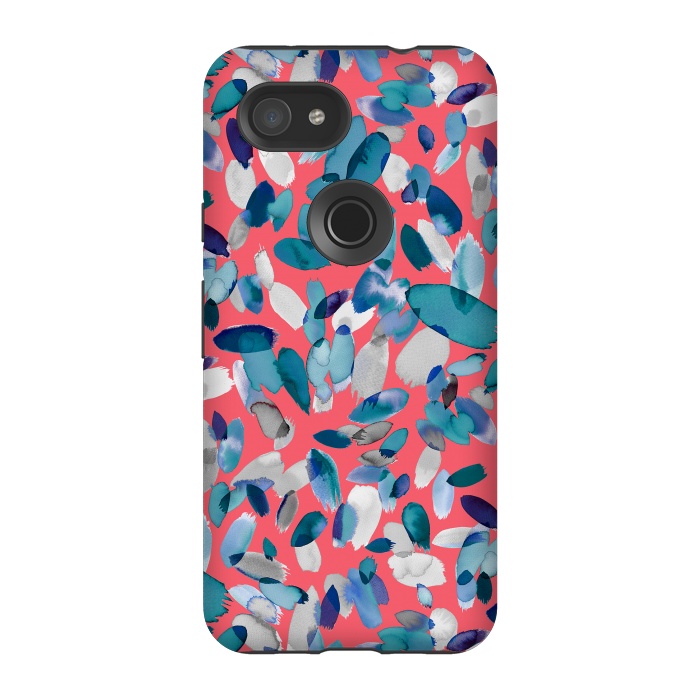 Pixel 3A StrongFit Abstract Petal Stains Colorful Red Blue by Ninola Design