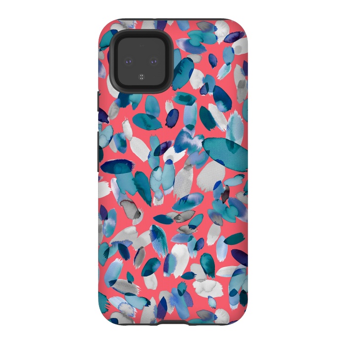 Pixel 4 StrongFit Abstract Petal Stains Colorful Red Blue by Ninola Design