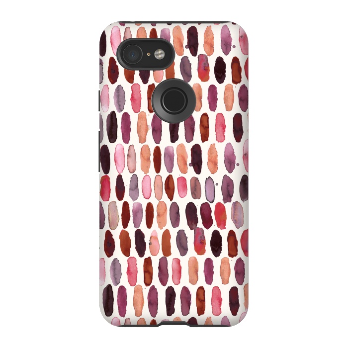 Pixel 3 StrongFit Pills Watercolor Dots Pink Orange Coral by Ninola Design