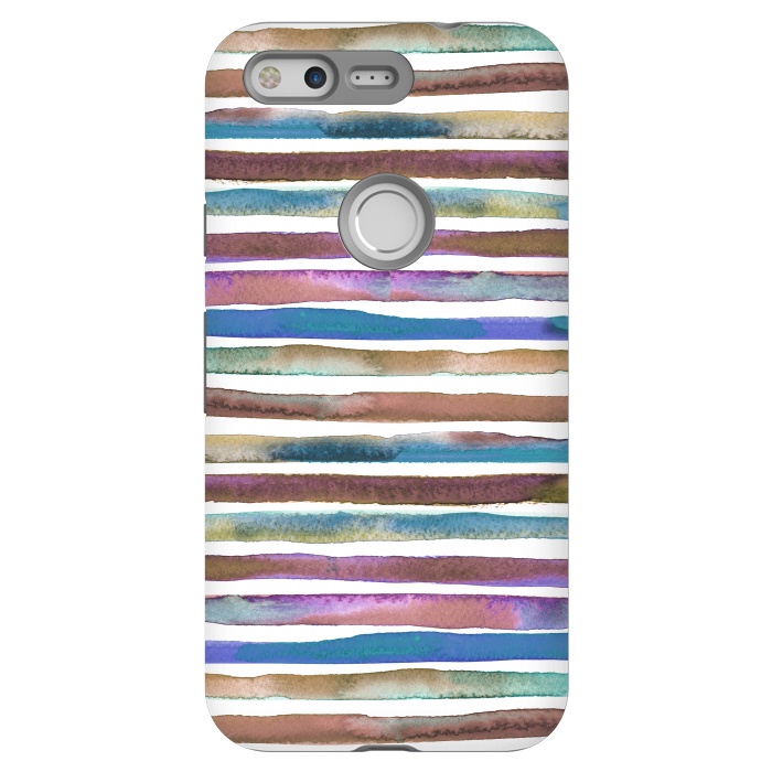 Pixel StrongFit Geometric Watercolor Lines and Stripes Purple Gold by Ninola Design