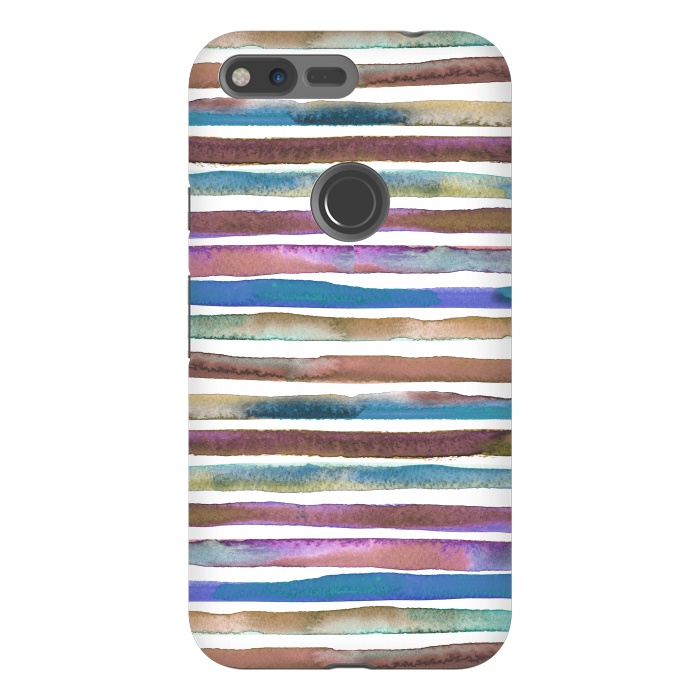 Pixel XL StrongFit Geometric Watercolor Lines and Stripes Purple Gold by Ninola Design