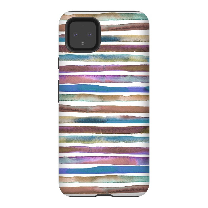 Pixel 4XL StrongFit Geometric Watercolor Lines and Stripes Purple Gold by Ninola Design