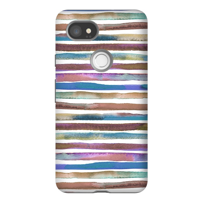 Pixel 2XL StrongFit Geometric Watercolor Lines and Stripes Purple Gold by Ninola Design