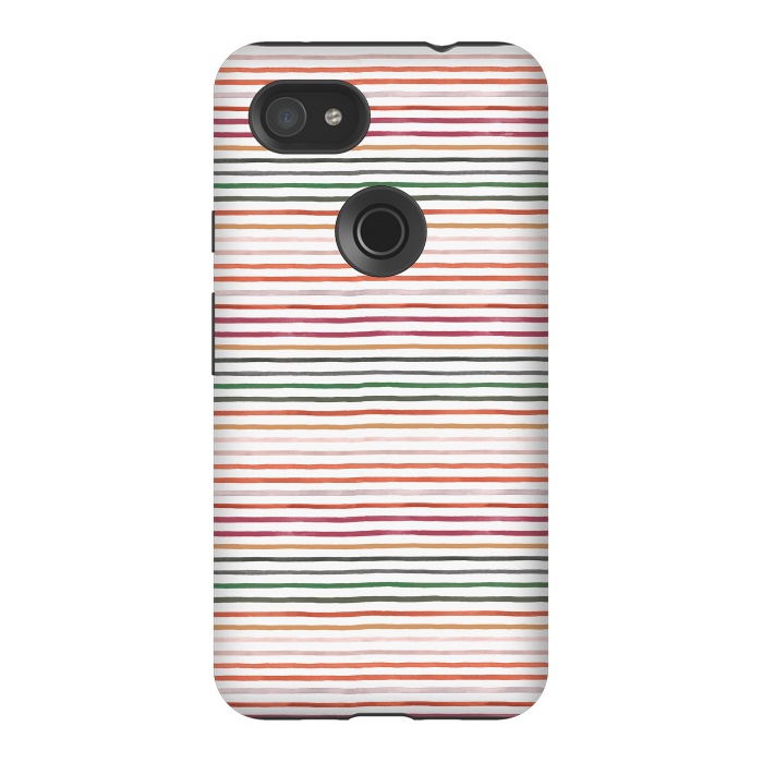 Pixel 3AXL StrongFit Marker Stripes and Lines Orange Green by Ninola Design
