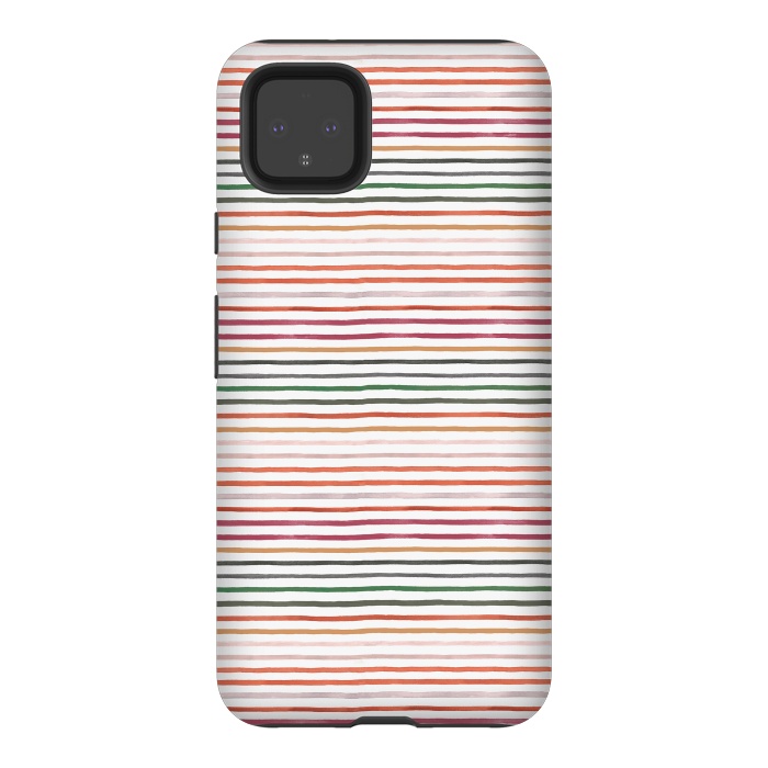 Pixel 4XL StrongFit Marker Stripes and Lines Orange Green by Ninola Design