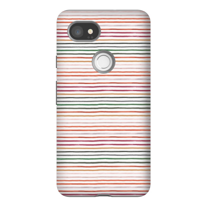 Pixel 2XL StrongFit Marker Stripes and Lines Orange Green by Ninola Design