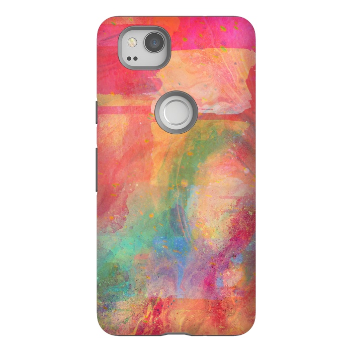Pixel 2 StrongFit Peach pink abstract watercolour design by Josie