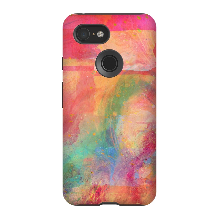 Pixel 3 StrongFit Peach pink abstract watercolour design by Josie