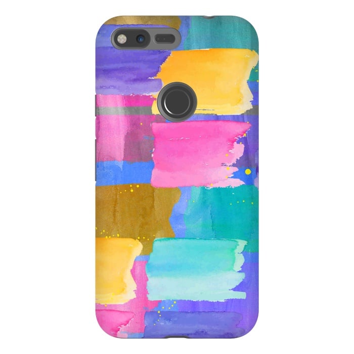 Pixel XL StrongFit Blue watercolor painting abstract design by Josie