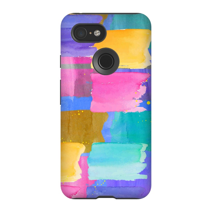 Pixel 3 StrongFit Blue watercolor painting abstract design by Josie