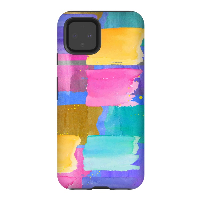 Pixel 4 StrongFit Blue watercolor painting abstract design by Josie