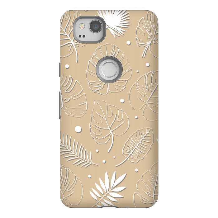 Pixel 2 StrongFit Tropical Beige leaves by Martina