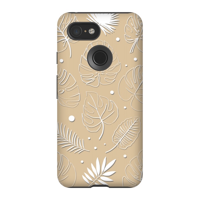 Pixel 3 StrongFit Tropical Beige leaves by Martina