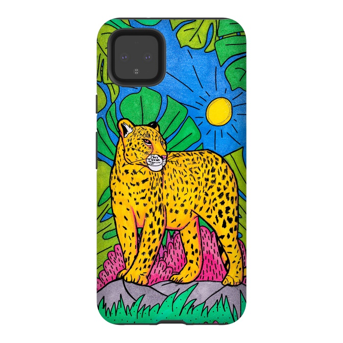 Pixel 4XL StrongFit Jungle leopard by Steve Wade (Swade)