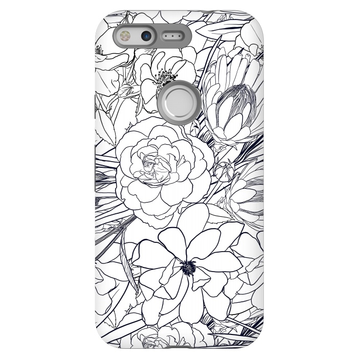 Pixel StrongFit Modern Line Art Hand Drawn Floral Girly Design by InovArts