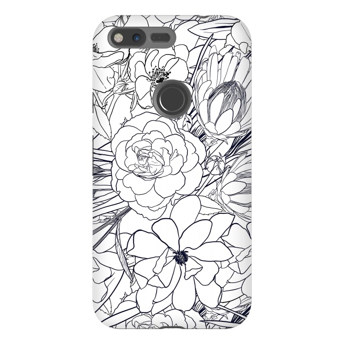 Pixel XL StrongFit Modern Line Art Hand Drawn Floral Girly Design by InovArts