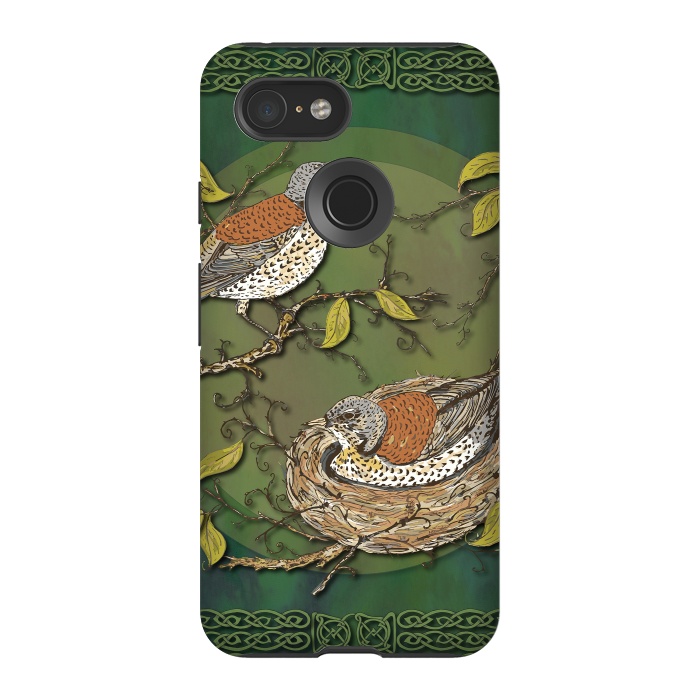 Pixel 3 StrongFit Nesting Birds Fieldfares by Lotti Brown