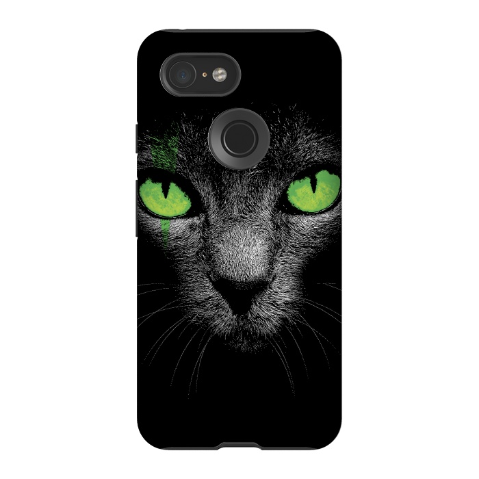 Pixel 3 StrongFit Black Cat with Green Eyes by Sitchko