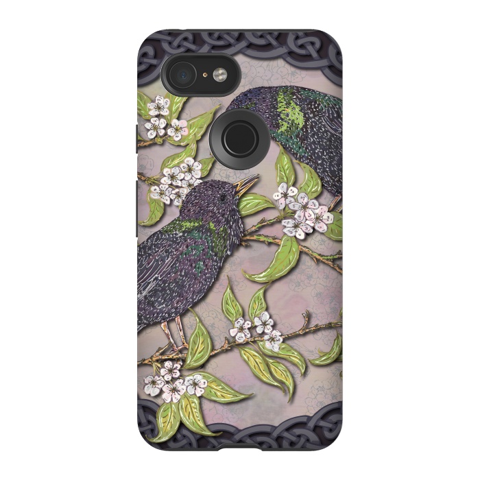 Pixel 3 StrongFit Celtic Starlings in Blossom by Lotti Brown