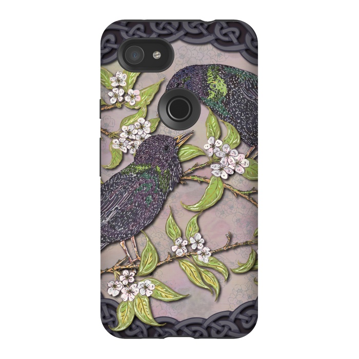 Pixel 3AXL StrongFit Celtic Starlings in Blossom by Lotti Brown