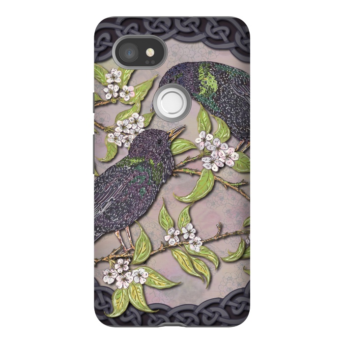Pixel 2XL StrongFit Celtic Starlings in Blossom by Lotti Brown