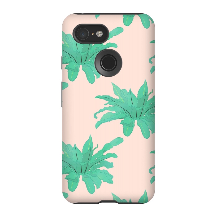 Pixel 3 StrongFit Pretty Watercolor Pink Peach Floral Girly Design by InovArts