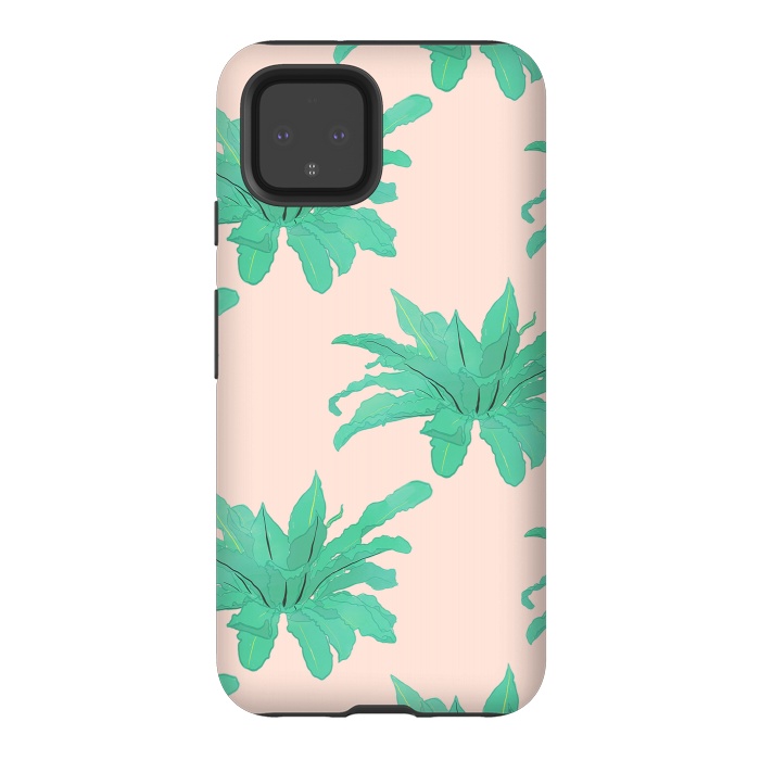 Pixel 4 StrongFit Pretty Watercolor Pink Peach Floral Girly Design by InovArts
