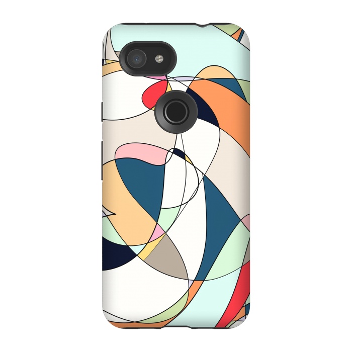 Pixel 3A StrongFit Modern Colorful Abstract Line Art Design by InovArts