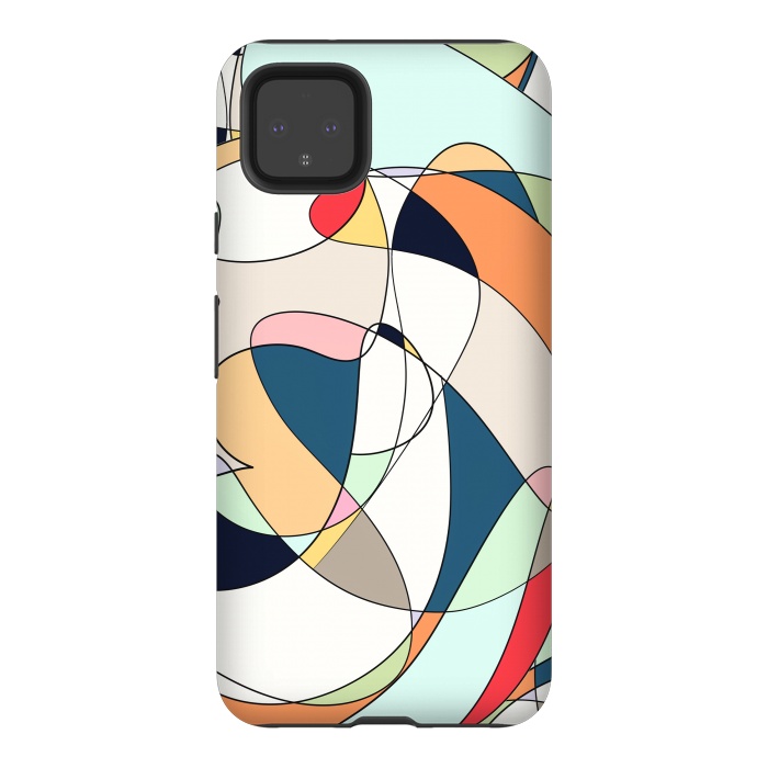 Pixel 4XL StrongFit Modern Colorful Abstract Line Art Design by InovArts