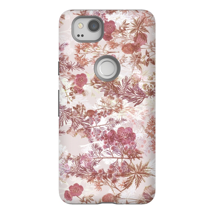 Pixel 2 StrongFit Pastel pink botanical flower garden by Oana 