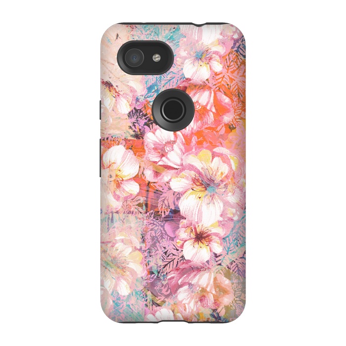 Pixel 3A StrongFit Colorful brushed roses painting by Oana 