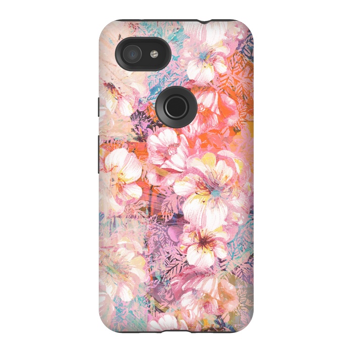 Pixel 3AXL StrongFit Colorful brushed roses painting by Oana 