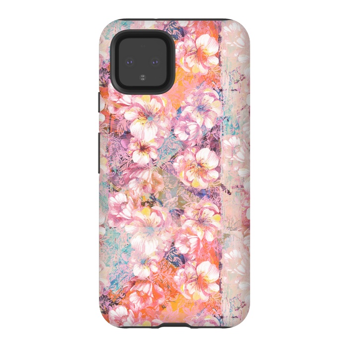 Pixel 4 StrongFit Pink peach painted rose petals by Oana 