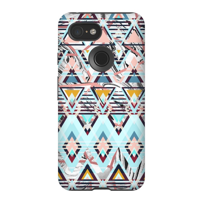 Pixel 3 StrongFit Colorful brushed tribal triangles by Oana 