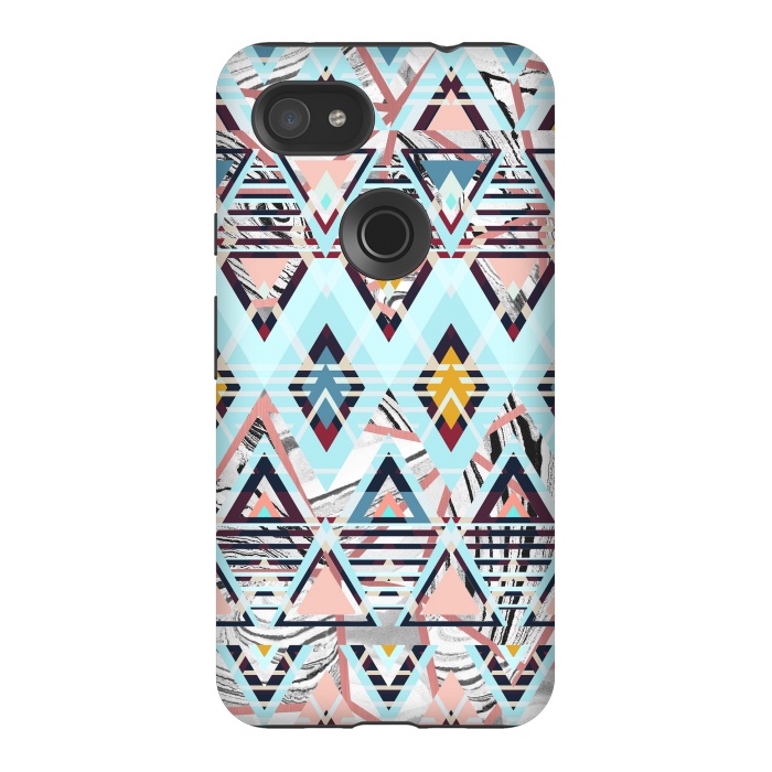 Pixel 3AXL StrongFit Colorful brushed tribal triangles by Oana 