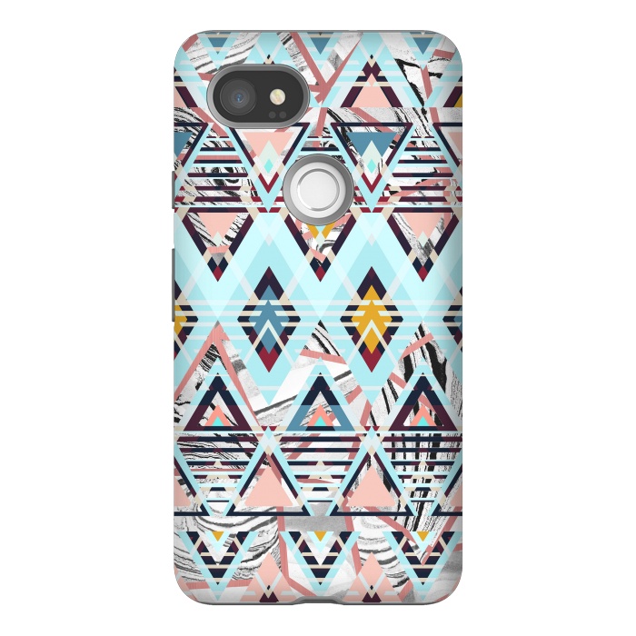 Pixel 2XL StrongFit Colorful brushed tribal triangles by Oana 