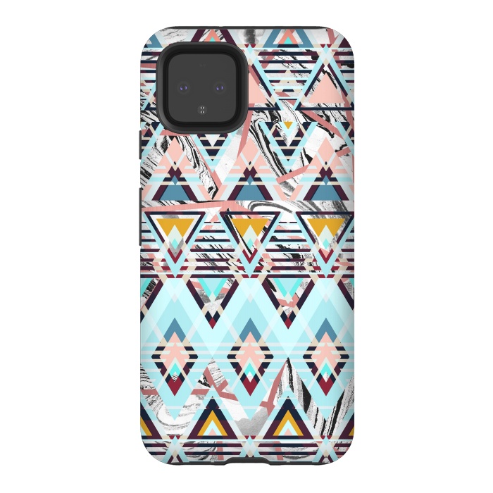 Pixel 4 StrongFit Colorful brushed tribal triangles by Oana 