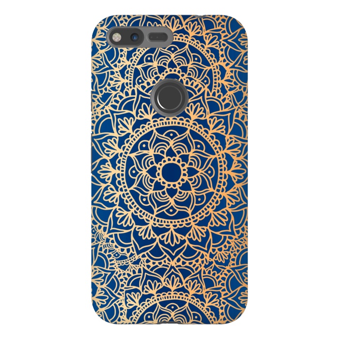 Pixel XL StrongFit Blue and Yellow Mandala Pattern by Julie Erin Designs