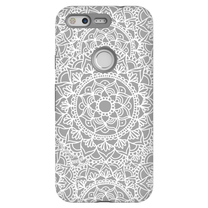 Pixel StrongFit White and Gray Mandala Pattern by Julie Erin Designs
