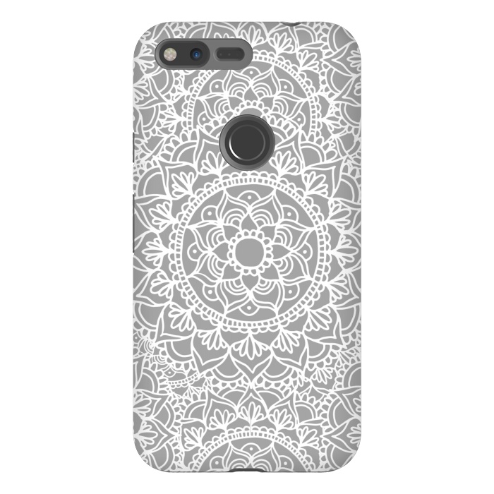 Pixel XL StrongFit White and Gray Mandala Pattern by Julie Erin Designs