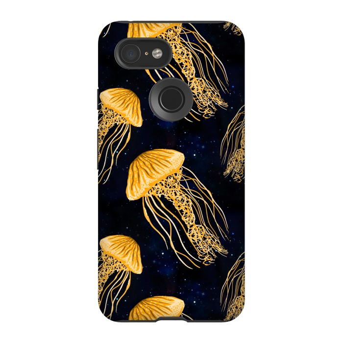 Pixel 3 StrongFit Galaxy Jellyfish Pattern by Julie Erin Designs