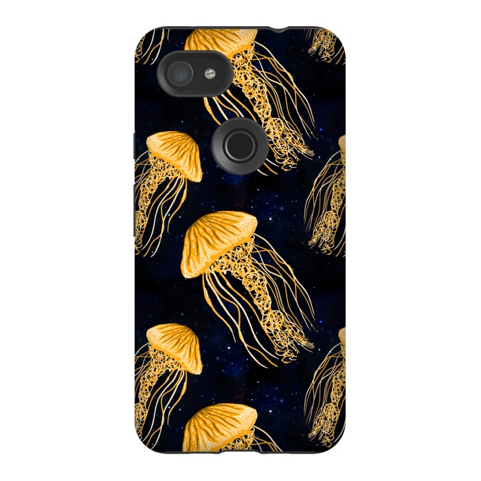 Pixel 3AXL StrongFit Galaxy Jellyfish Pattern by Julie Erin Designs