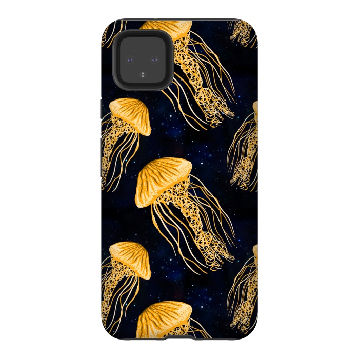 Pixel 4XL StrongFit Galaxy Jellyfish Pattern by Julie Erin Designs