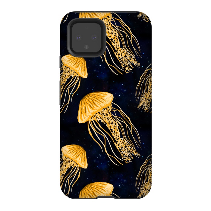 Pixel 4 StrongFit Galaxy Jellyfish Pattern by Julie Erin Designs